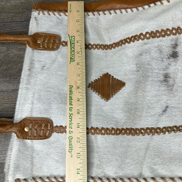 Myra Bag Women's Cloud Gray Brown Accent Calf Hair/Leather Shoulder Tote Bag - Picture 9 of 10